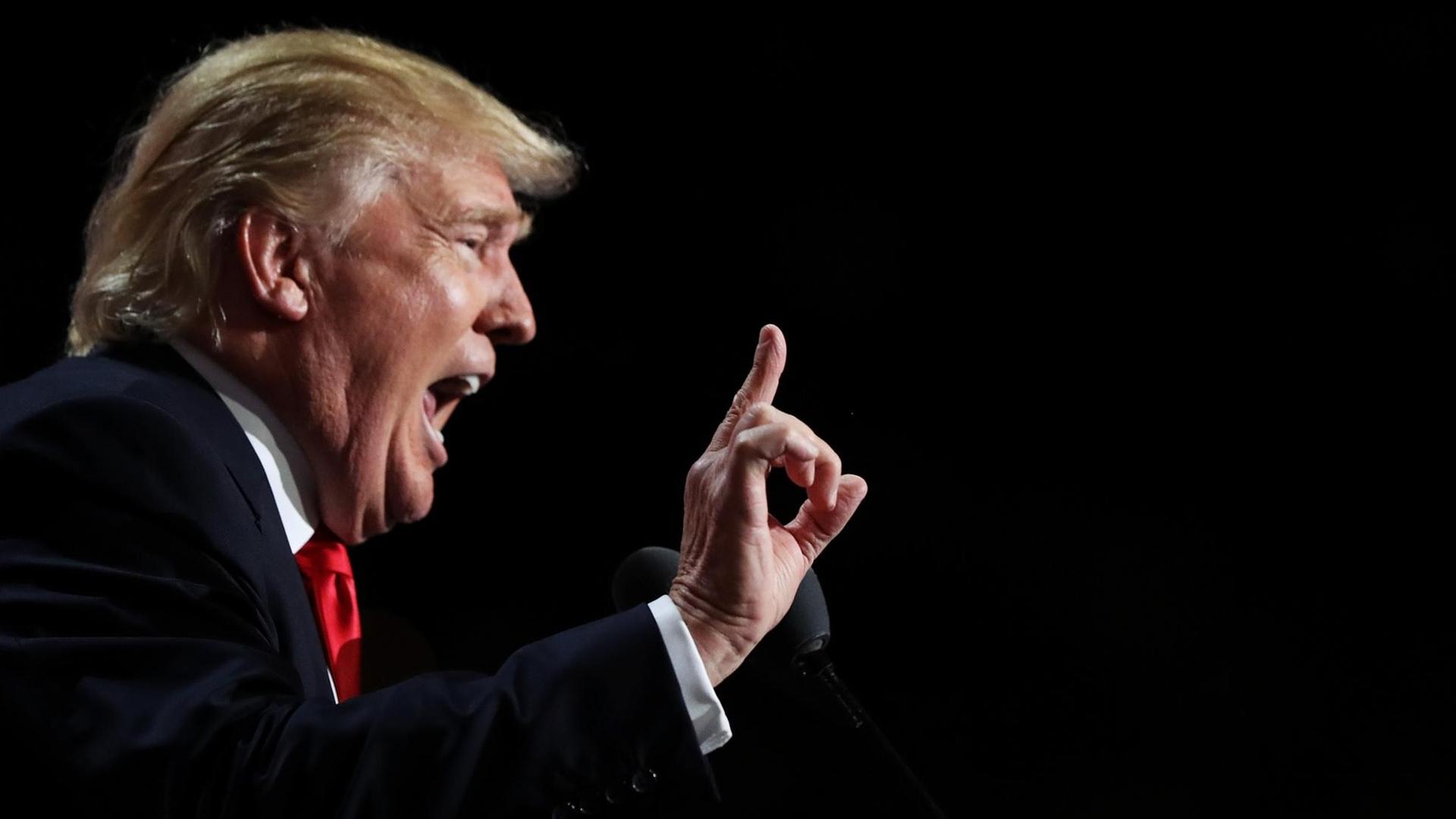 Starker Gestus unerstützt die Aussagen von Donald Trump. Starker Gestus unerstützt die Aussagen von Donald Trump.