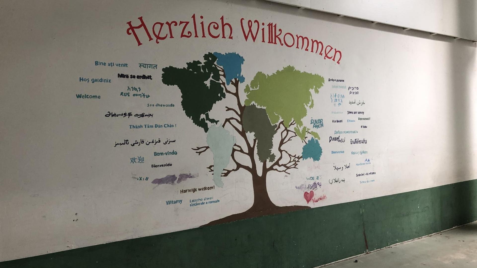 Die Hallen der Baumarkt stehen leer, einzig die Wandbemalung zeigt, dass in dem früheren Baumarkt einmal Flüchtlinge untergebracht waren. Die Hallen der Baumarkt stehen leer, einzig die Wandbemalung zeigt, dass in dem früheren Baumarkt einmal Flüchtlinge untergebracht waren.
