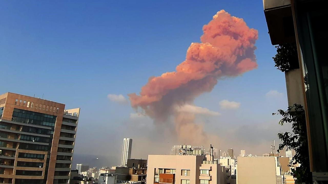 Das Bild zeigt eine Explosion in der libanesischen Hauptstadt Beirut.