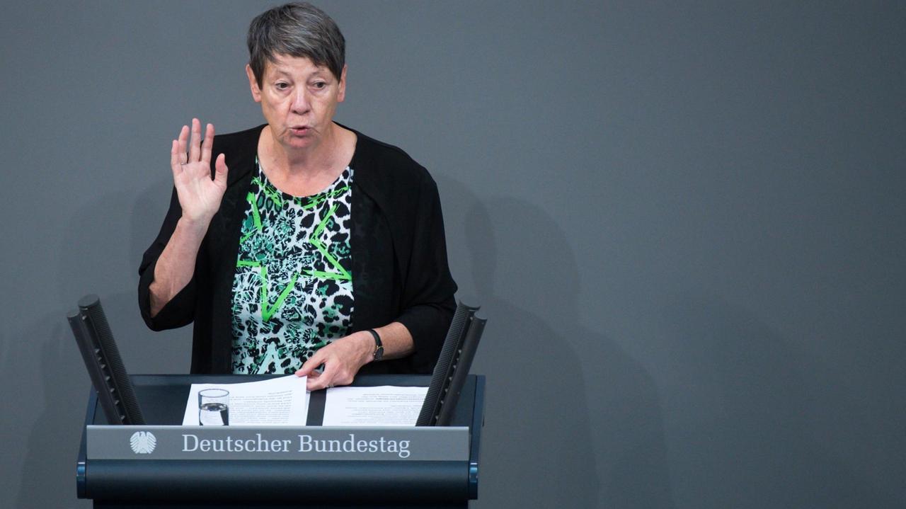 Bundesumweltministerin Barbara Hendricks (SPD) spricht am 09.09.2016 in der Debatte während der Beratungen zu ihrem Etat.