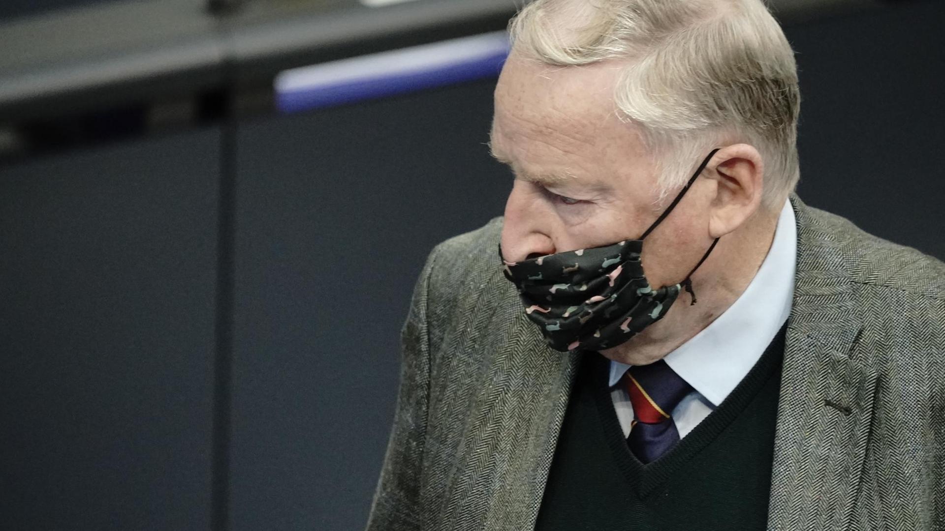 Der Co-Vorsitzende der AfD, Alexander Gauland, am Tag von Merkels Regierungserklärung zur Bewältigung der Corona-Pandemie Der Co-Vorsitzende der AfD, Alexander Gauland, am Tag von Merkels Regierungserklärung zur Bewältigung der Corona-Pandemie