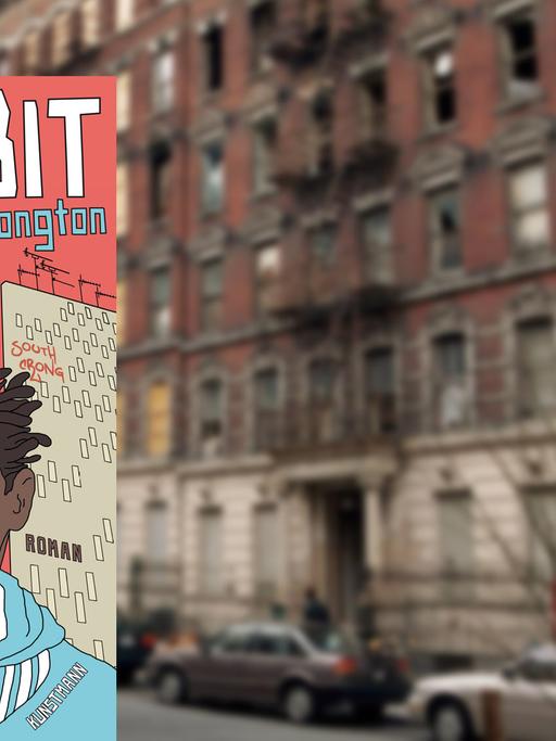 Cover des Buchs "Liccle Bit" von Alex Wheatle vor leerstehenden Wohnhäusern im New Yorker Stadtteil Harlem im Jahr 2001