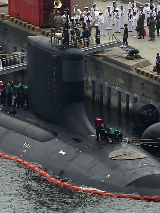 Das US-Atom-U-Boot USS Mississippi in einer Marinebasis in Busan, South Korea, 13. Juni 2016.