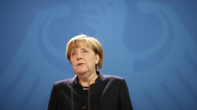 Bundeskanzlerin Angela Merkel (CDU) gibt am 20.12.2016 im Bundeskanzleramt eine Erklärung zum möglichen Anschlag in Berlin ab. Bei einem möglichen Anschlag war ein Unbekannter am Montag (19.12.) mit einem Lastwagen auf einen Weihnachtsmarkt an der Gedächtniskirche gefahren.