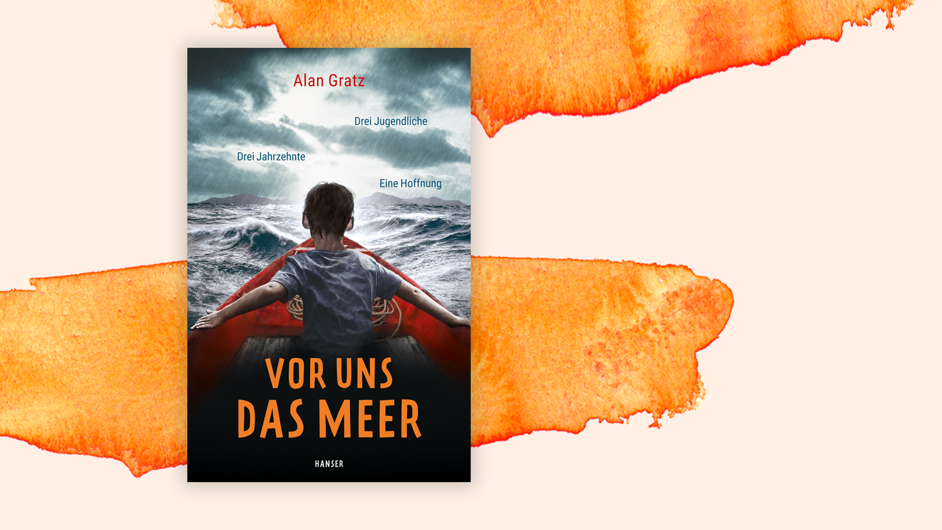 Zu sehen ist das Cover des Buches "Vor uns das Meer" von Alan Gratz. Zu sehen ist das Cover des Buches "Vor uns das Meer" von Alan Gratz.