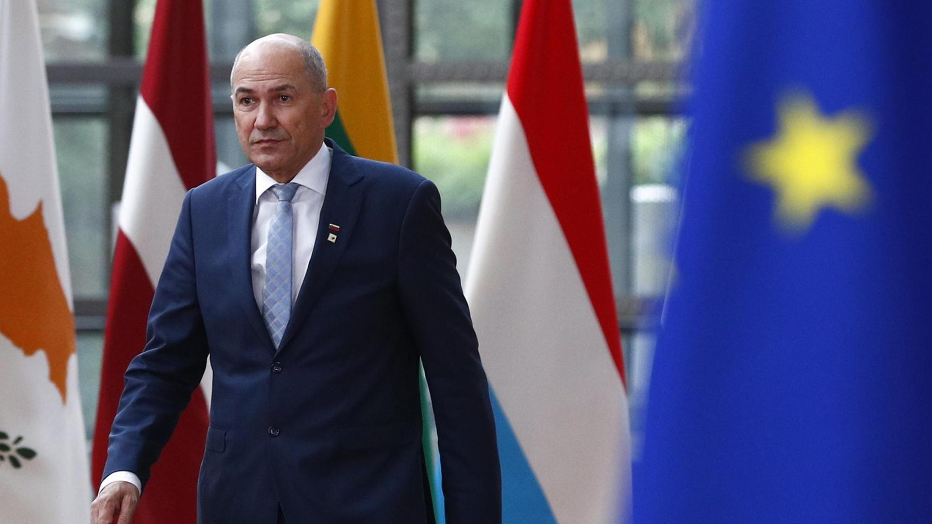 Sloweniens Premierminister Janez Jansa beim EU-Gipfel in Brüssel im Mai 2021