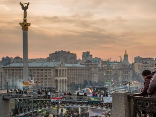 Blick auf den Maidan in der ukrainischen Hauptstadt Kiew