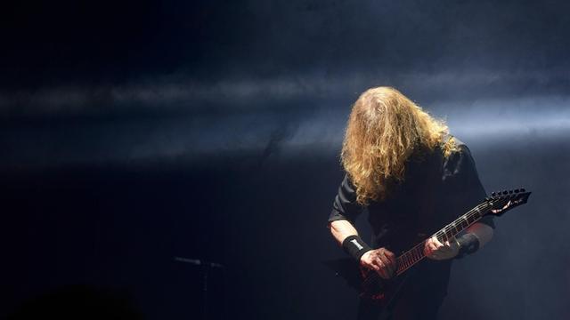 Dave Mustaine, singer and guitarist of American heavy metal band Megadeth, performs during their concert, on February 14, 2020, in Prague, Czech Republic.