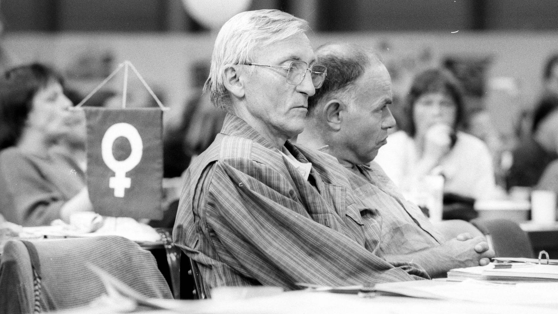 Wilhelm Knabe während der außerordentlichen Bundesversammlung der Grünen in Oldenburg 1987 Wilhelm Knabe während der außerordentlichen Bundesversammlung der Grünen in Oldenburg 1987