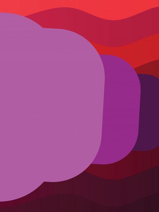Illustration: Ein Megafon mit violetter Sprechblasenwolke vor rotem Hintergrund.
