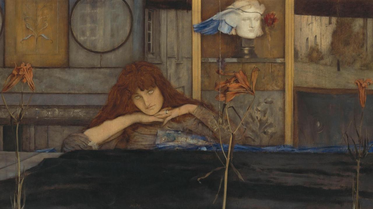 Das Gemälde I lock my door upon myself" von Fernand Khnopff hängt in der Sammlung der Neuen Pinakothek, München Fernand-Khnopff - "I lock my door upon myself" von 1891 Das Gemälde I lock my door upon myself" von Fernand Khnopff hängt in der Sammlung der Neuen Pinakothek, München Fernand-Khnopff - "I lock my door upon myself" von 1891