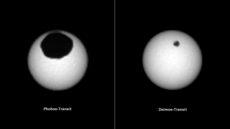 Die beiden Marsmonde Phobos und Deimos sind zu klein, um eine totale Sonnenfinsternis auszulösen – es reicht nur für Transit vor der Sonne Die beiden Marsmonde Phobos und Deimos sind zu klein, um eine totale Sonnenfinsternis auszulösen – es reicht nur für Transit vor der Sonne