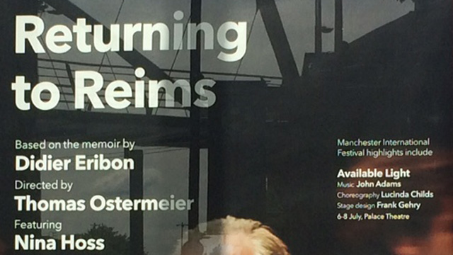 Plakat der Inszenierung "Rückkehr nach Reims" von Thomas Ostermeier. Plakat der Inszenierung "Rückkehr nach Reims" von Thomas Ostermeier.