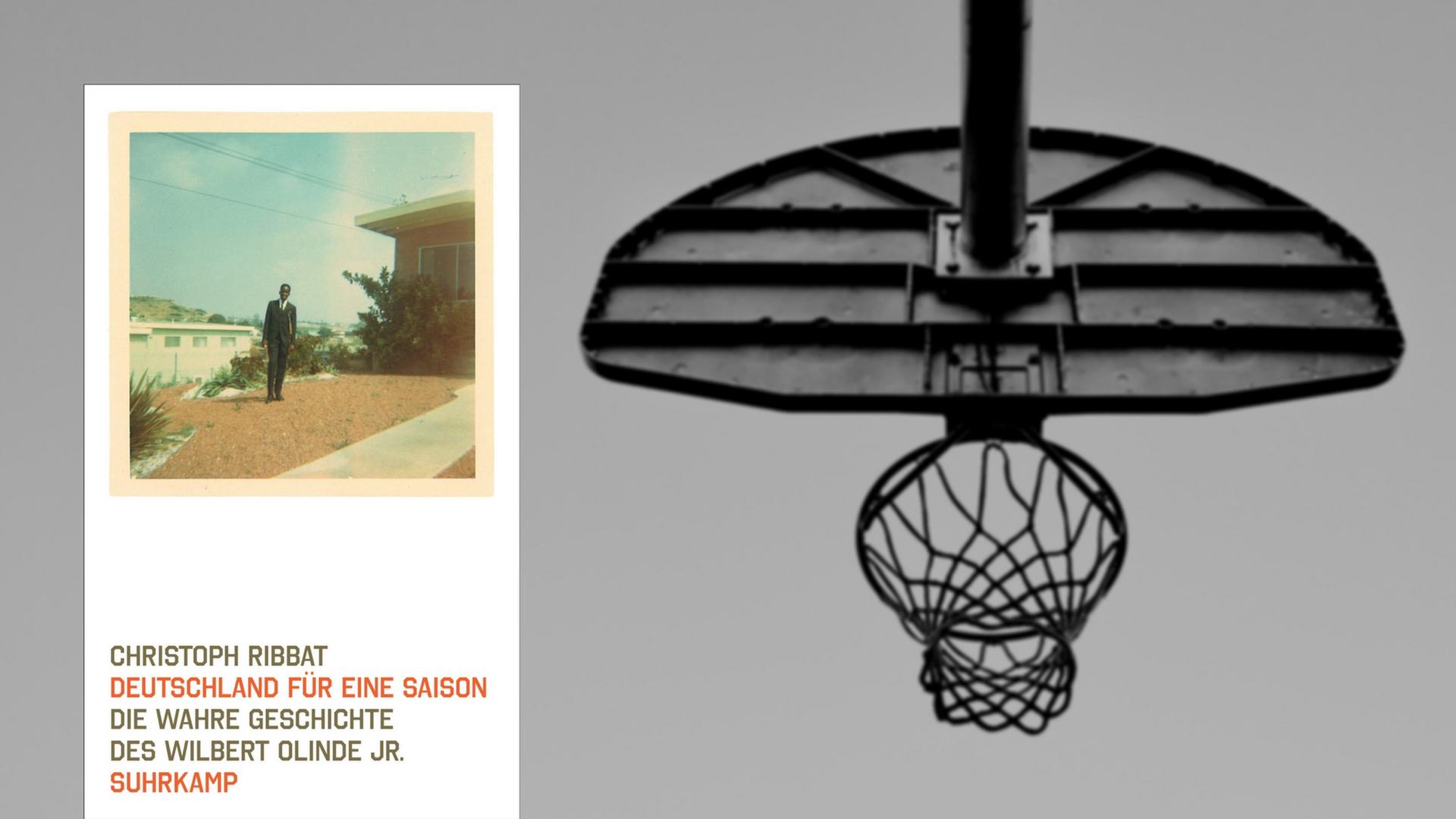 Buchcover "Deutschland für eine Saison" von Christoph Ribbat, im Hintergrund ein Basketballkorb Buchcover "Deutschland für eine Saison" von Christoph Ribbat, im Hintergrund ein Basketballkorb