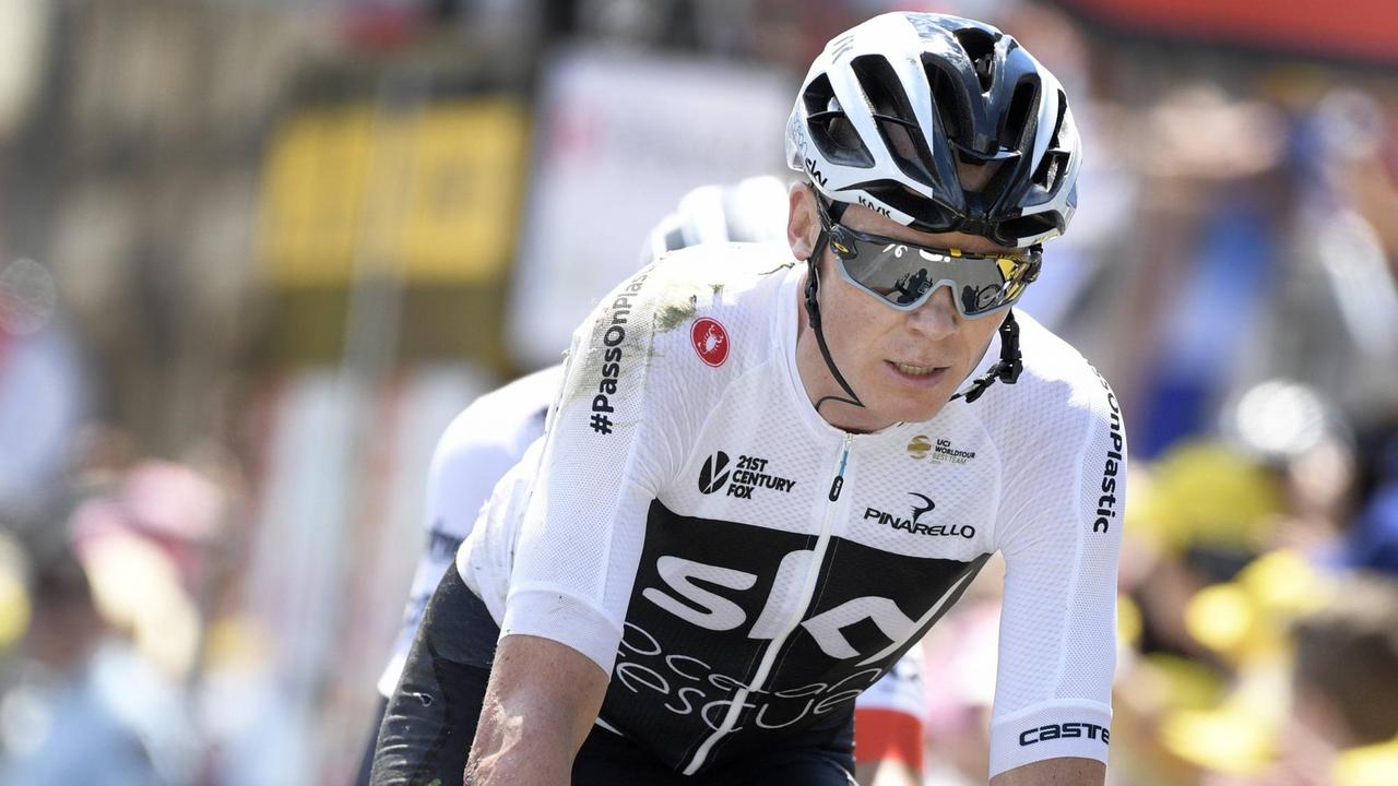 Chris Froome auf der ersten Etappe der Tour de France 2018. Chris Froome auf der ersten Etappe der Tour de France 2018.