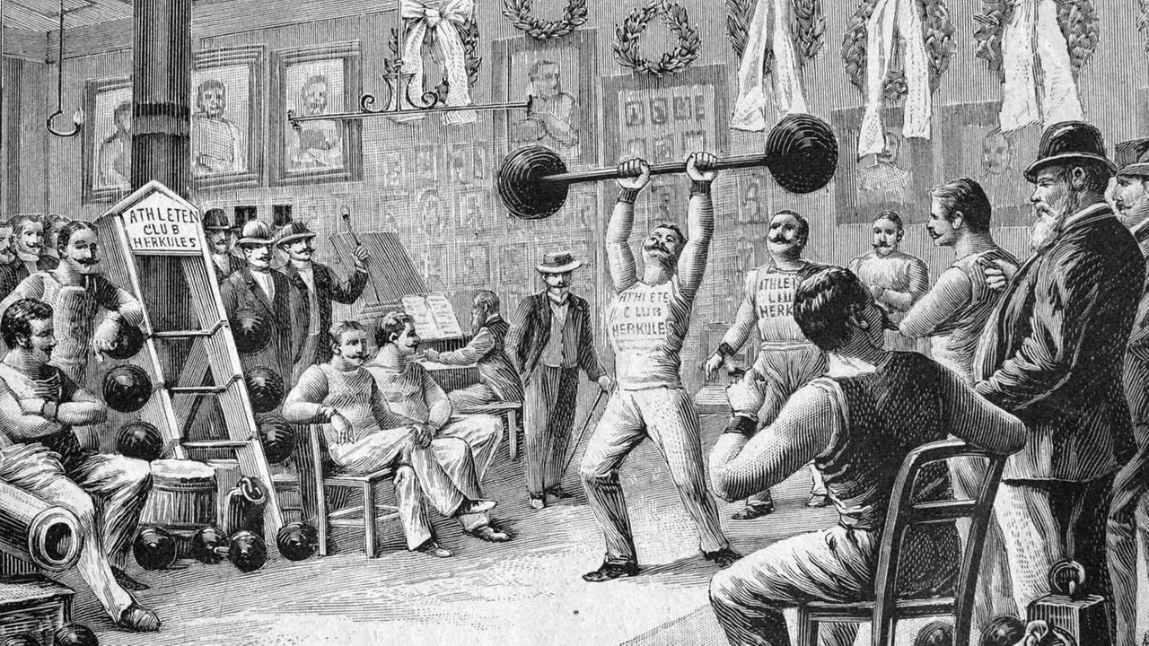 Historische Illustration des Athletensports in Wien um ca. 1893.
Historische Illustration des Athletensports in Wien um ca. 1893.