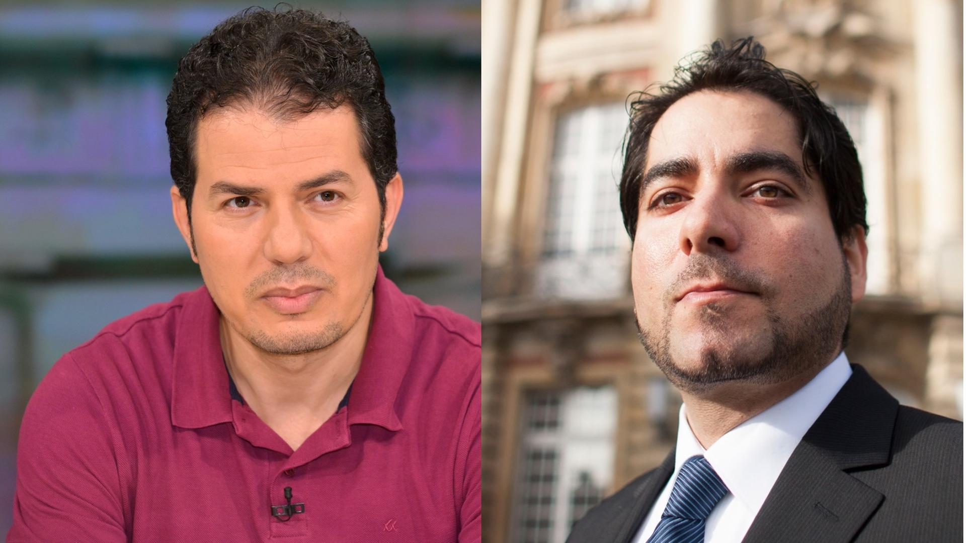 l: Hamed Abdel-Samad, deutsch-ägyptischer Politologe und Autor, während einer Fernsehsendung 2013 - r:Mouhanad Khorchide, Leiter des Zentrums für Islamische Theologie, vor dem Schloss in Münster. l: Hamed Abdel-Samad, deutsch-ägyptischer Politologe und Autor, während einer Fernsehsendung 2013 - r:Mouhanad Khorchide, Leiter des Zentrums für Islamische Theologie, vor dem Schloss in Münster.
