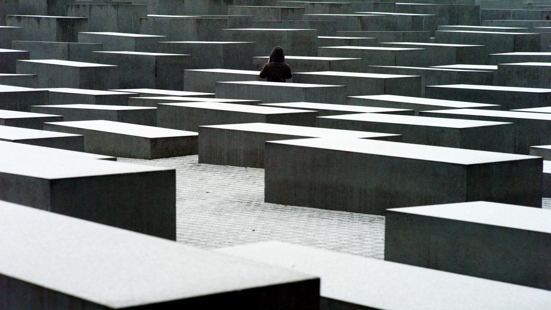 Schnee liegt am 23.01.2017 in Berlin auf den Stelen des Holocaust-Mahnmals. Schnee liegt am 23.01.2017 in Berlin auf den Stelen des Holocaust-Mahnmals.