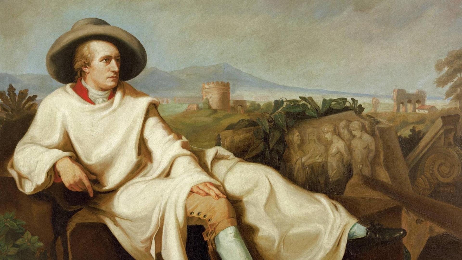 Die Vorstudie für das Gemälde 'Goethe in der Campagna' von 1787 von Johann Heinrich Wilhelm Tischbein Die Vorstudie für das Gemälde 'Goethe in der Campagna' von 1787 von Johann Heinrich Wilhelm Tischbein