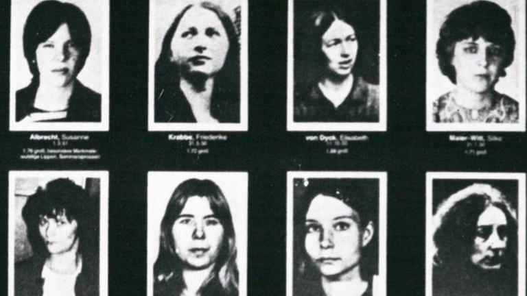 Fahndungsposter, das RAF-Terroristen zeigt Fahndungsposter, das RAF-Terroristen zeigt