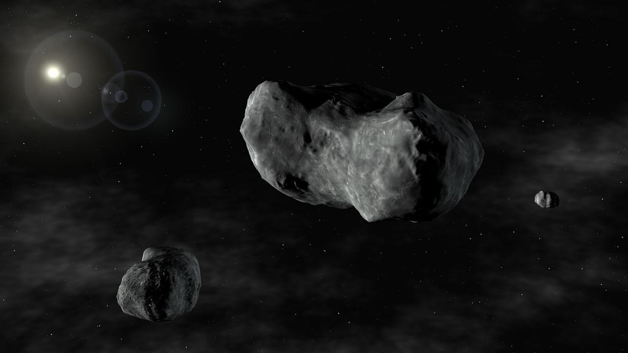 Einige der größeren Asteroiden im Asteroidengürtel (künstlerische Darstellung). Einige der größeren Asteroiden im Asteroidengürtel (künstlerische Darstellung).