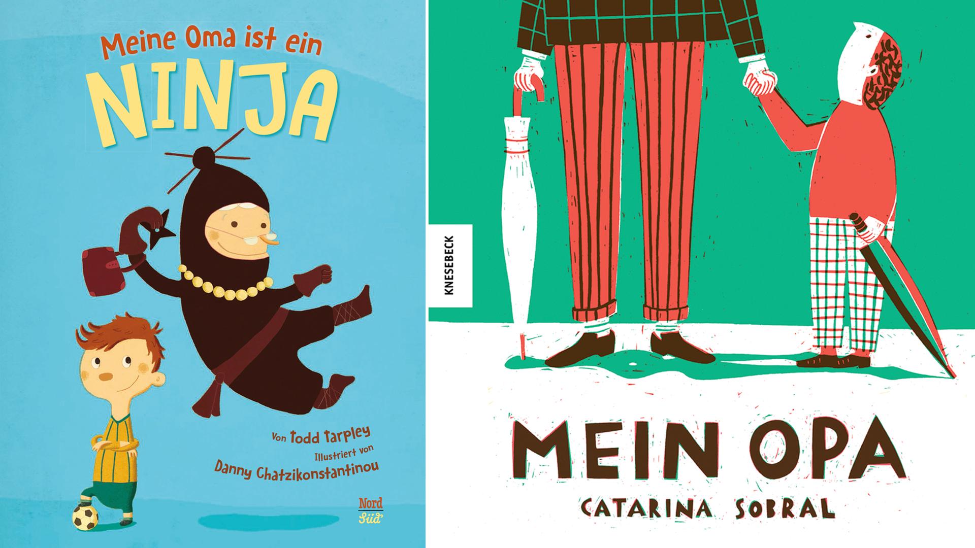 Buchcover: "Meine Oma ist ein Ninja" von Todd Tarpley und "Mein Opa" von Catarina Sobral