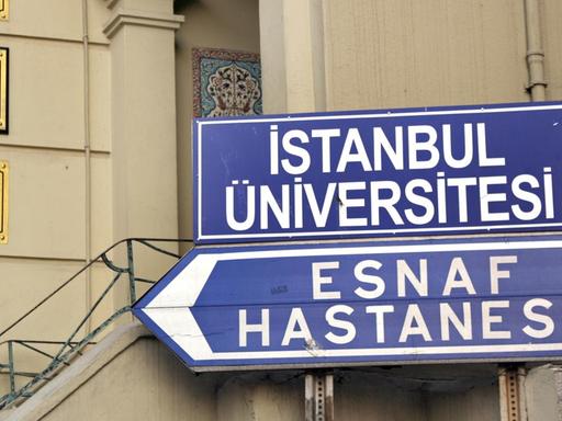 Wegweiser zur Universität und zum Universitätsklinikum in Istanbul, aufgenommen am 31.12.2006.