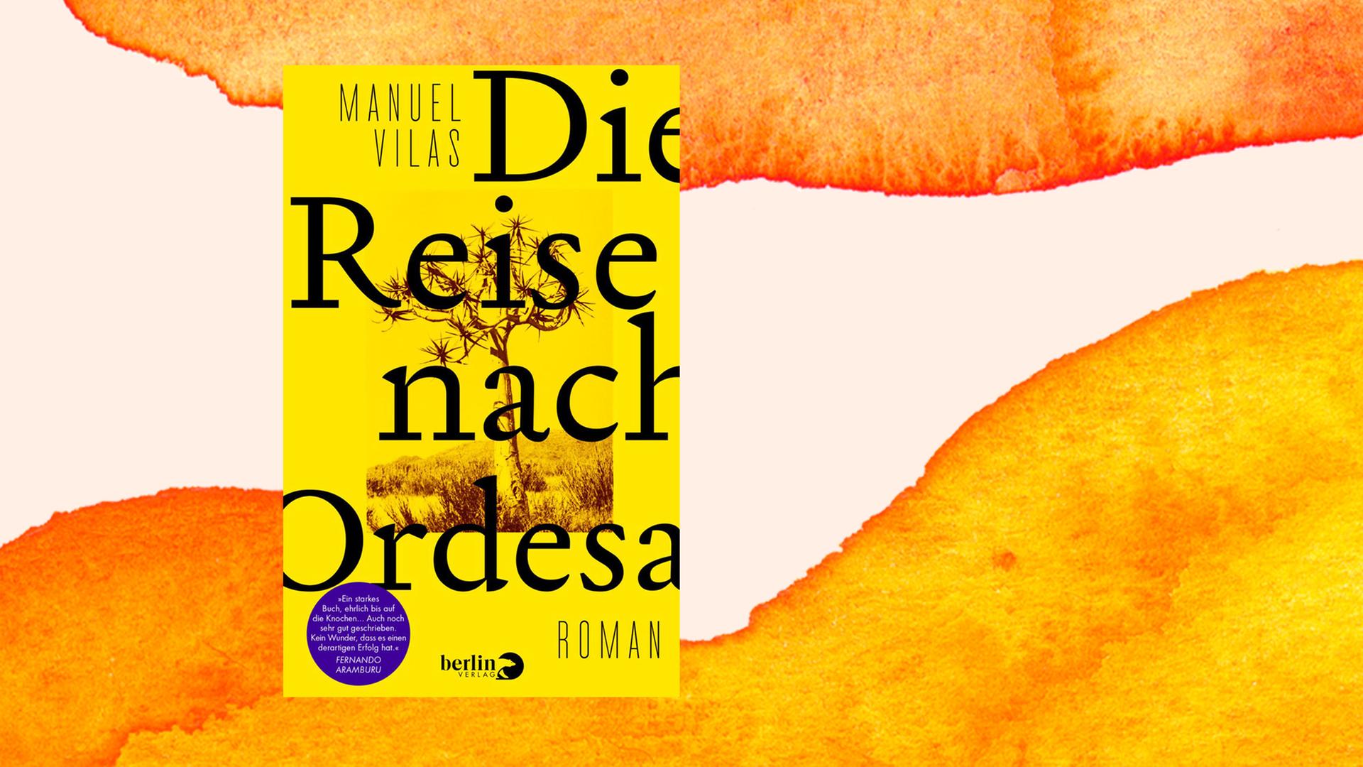 Cover des Buchs "Die Reise nach Ordesa" von Manuel Vilas auf einem orangefarbenen Aquarellhintergrund Cover des Buchs "Die Reise nach Ordesa" von Manuel Vilas auf einem orangefarbenen Aquarellhintergrund