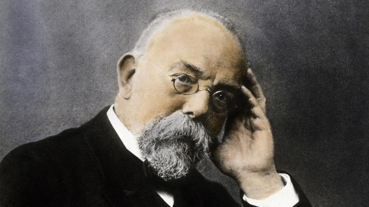 Robert Koch, Mediziner und Bakteriologe, Porträtaufnahme (koloriert), um 1900 Robert Koch, Mediziner und Bakteriologe, Porträtaufnahme (koloriert), um 1900