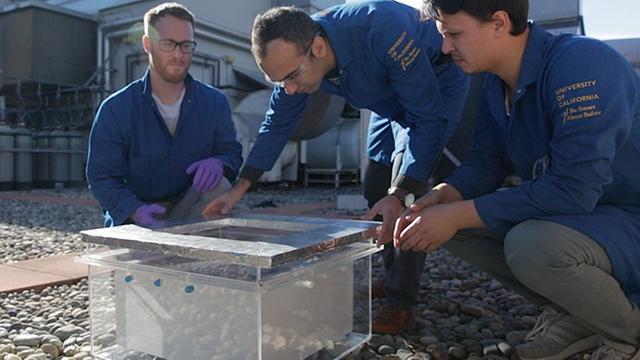 Markus Kalmutzki und seine Kollegen erproben ihr Gerät zur Wassergewinnung aus Wüstenluft