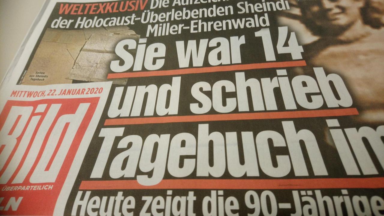 Die Titelseite der "Bild" vom 22.1.2020 zeigt die Geschichte der Holocaust-Überlebenden Sheindi Miller-Ehrenwald Die Titelseite der "Bild" vom 22.1.2020 zeigt die Geschichte der Holocaust-Überlebenden Sheindi Miller-Ehrenwald