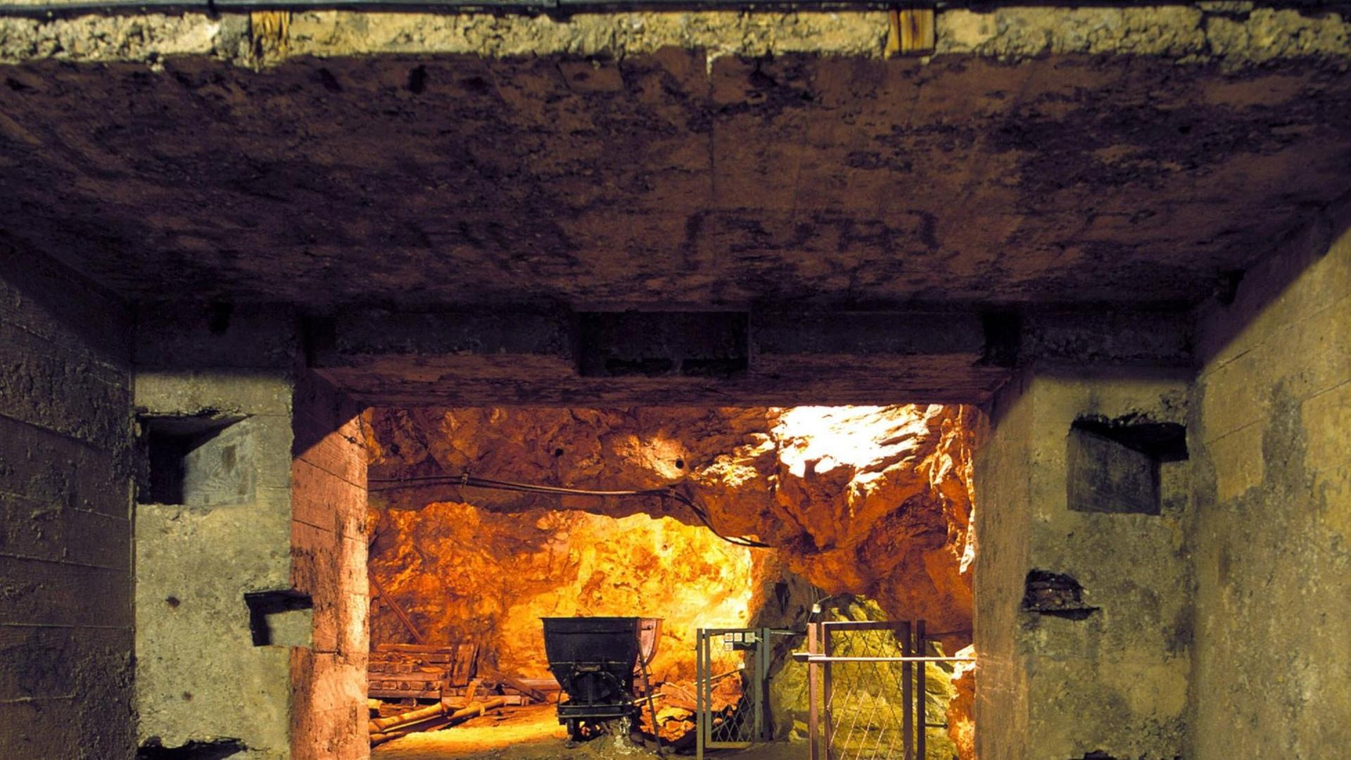 Ein Tunnel bei Waldenburg, Polen, von dem angenommen wird, dass ein Goldzug der Nazis hier im Zweiten Weltkrieg versteckt wurde.