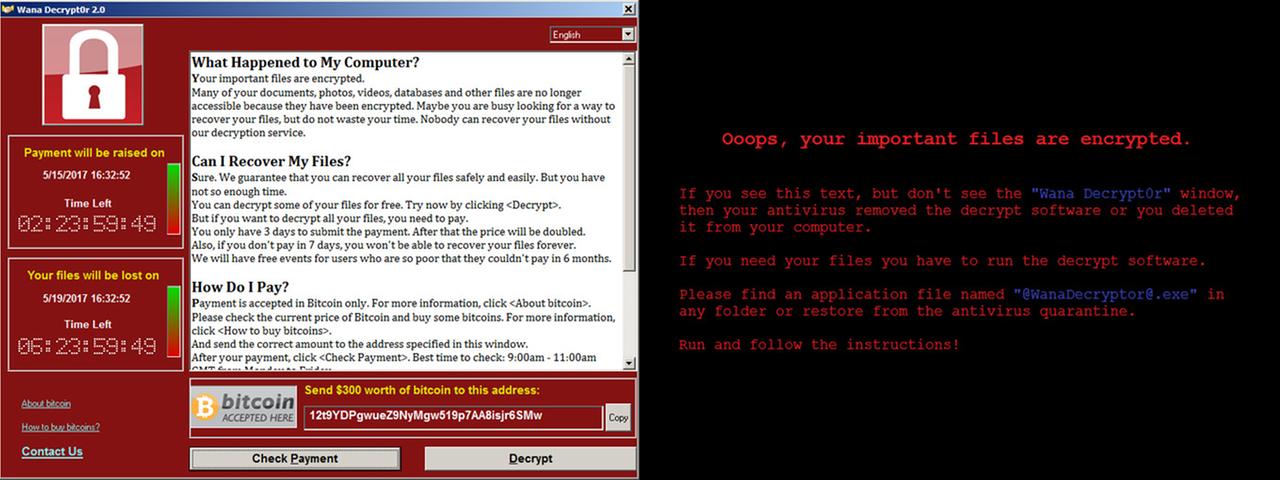 Screenshot der erpresserischen Schadsoftware. Screenshot der erpresserischen Schadsoftware.