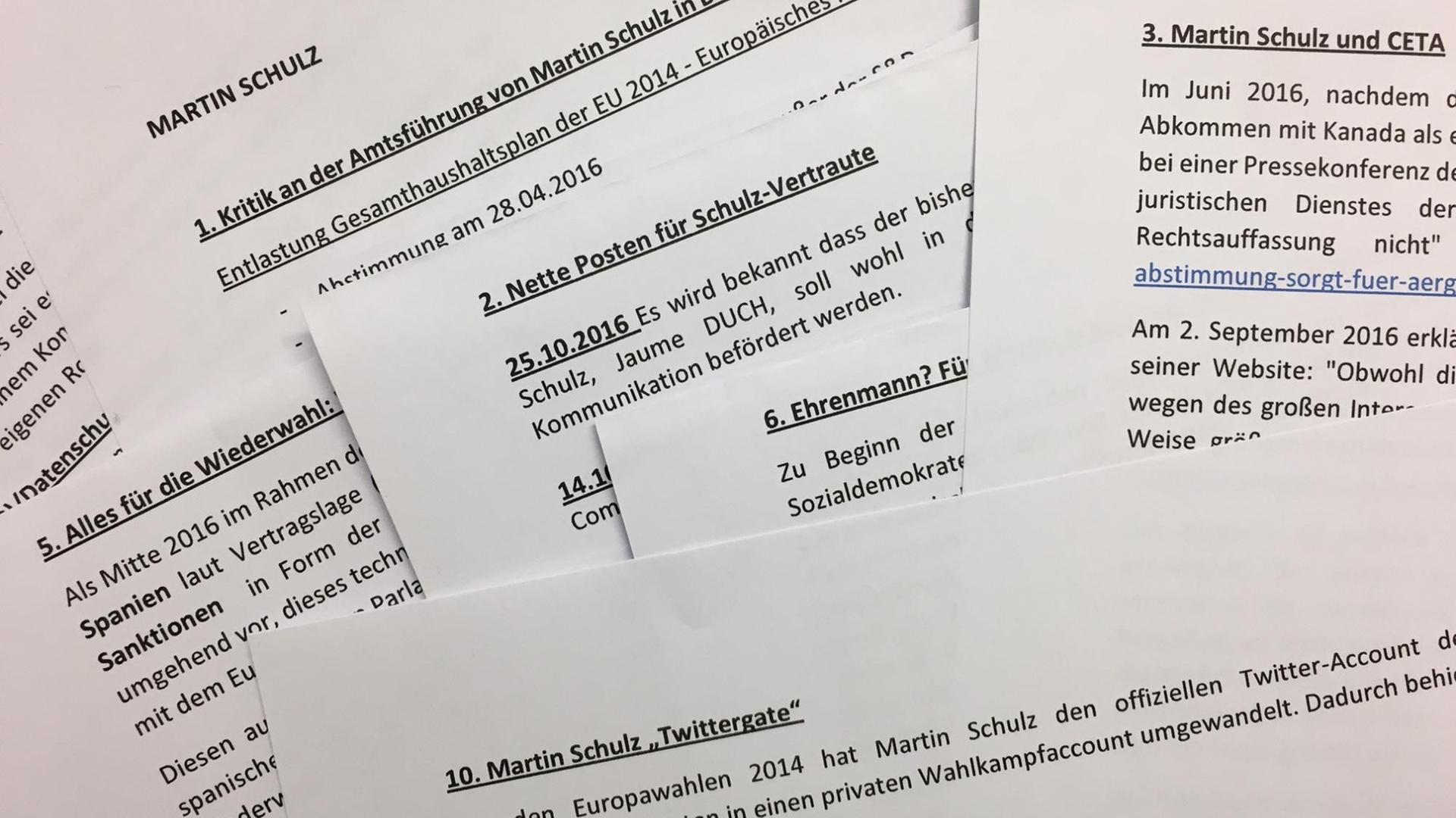 Das Dossier über Martin Schulz (SPD), das der DLF24-Nachrichtenredaktion vorliegt