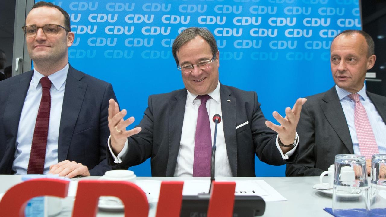 Jens Spahn (v.l.), Armin Laschet und Friedrich Merz Jens Spahn (v.l.), Armin Laschet und Friedrich Merz