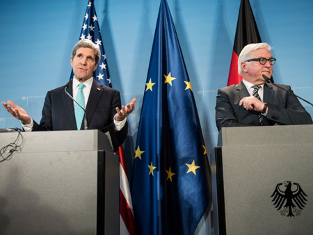US-Außenminister Kerry und sein deutscher Amtskollege Steinmeier US-Außenminister Kerry und sein deutscher Amtskollege Steinmeier