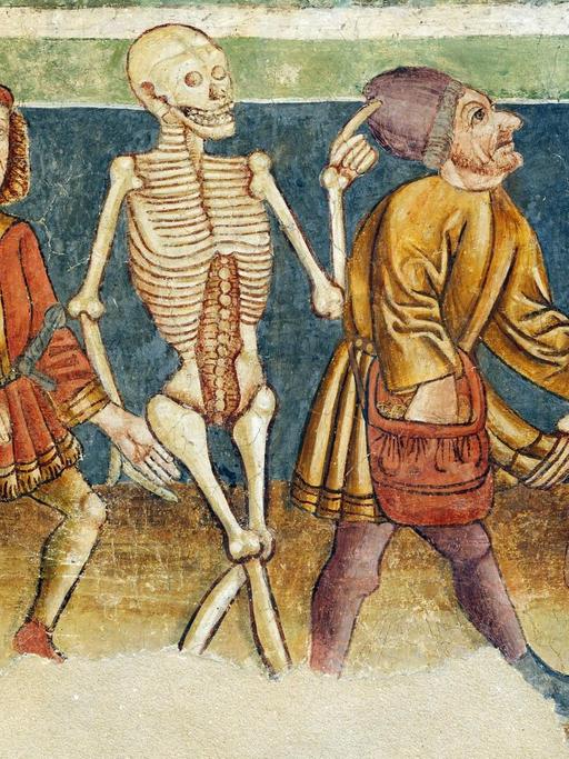 Totentanz, Fresken von 1490 von Johannes aus Kastav, Dreifaltigkeitskirche Hrastovlje im Tal der Rizana, Slowenien.