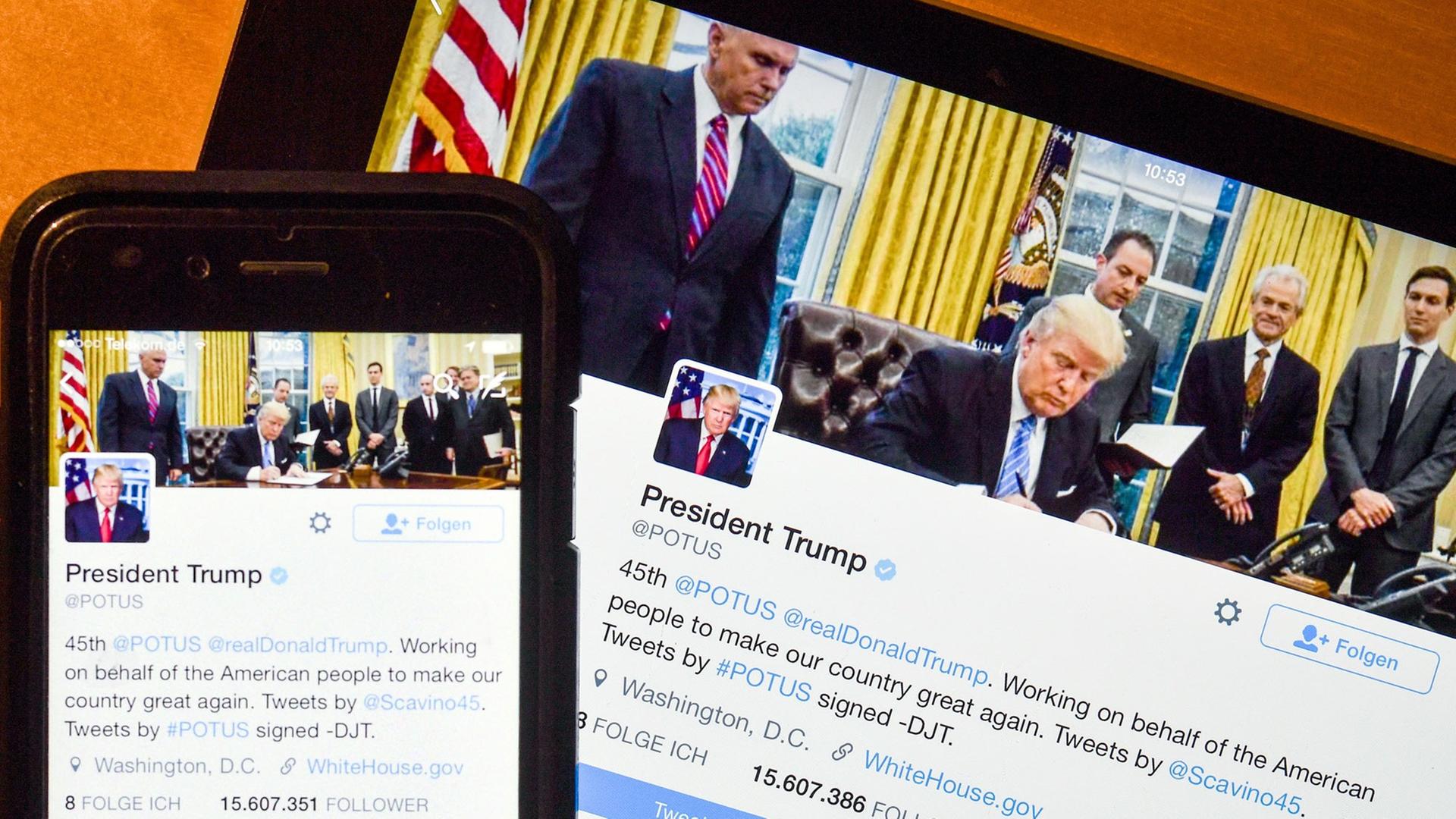 Der Twitter-Account von US-Präsident Donald Trump Der Twitter-Account von US-Präsident Donald Trump