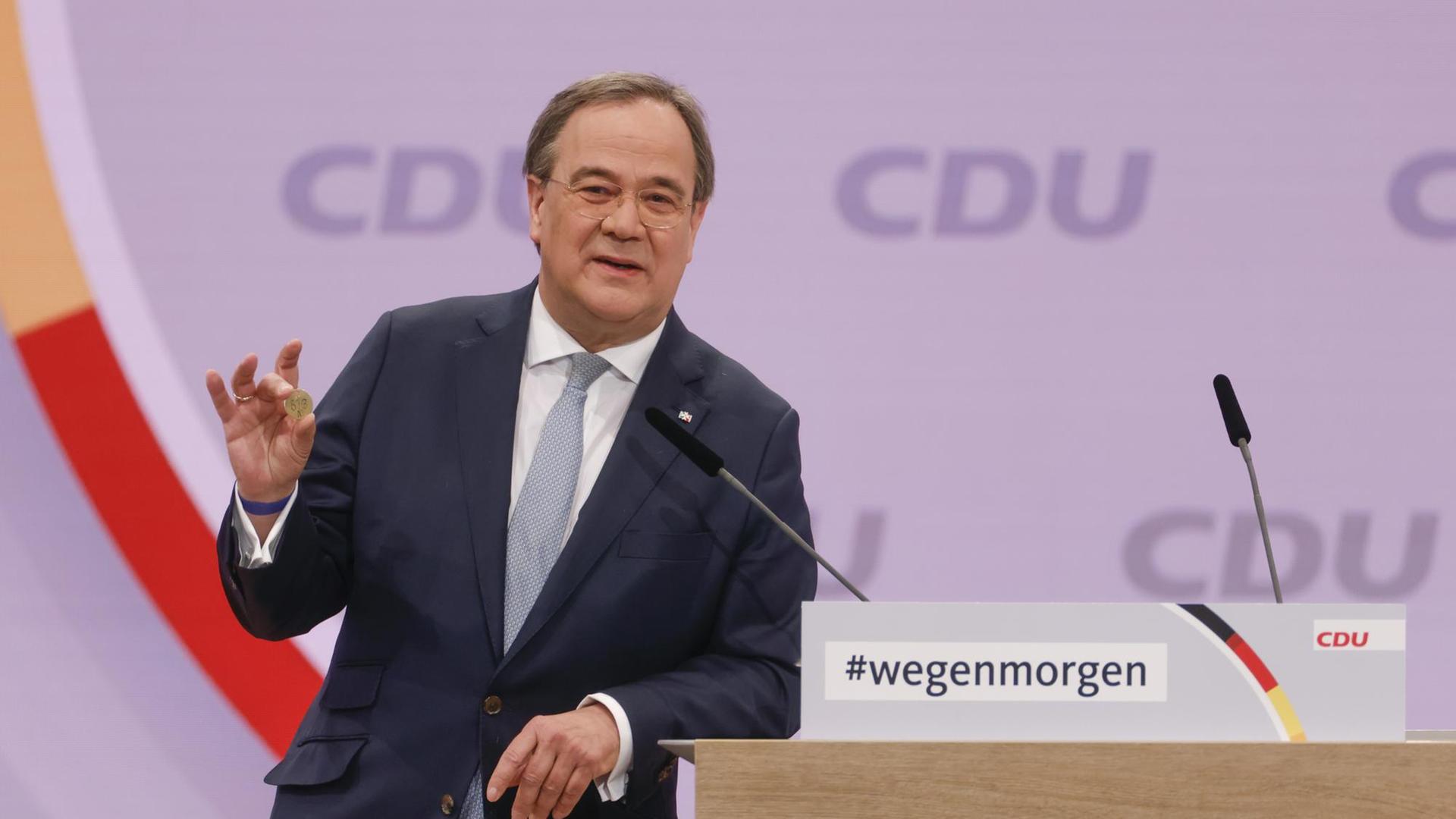 Der gewählte CDU-Parteichef Armin Laschet auf dem digitalen Parteitag Der gewählte CDU-Parteichef Armin Laschet auf dem digitalen Parteitag
