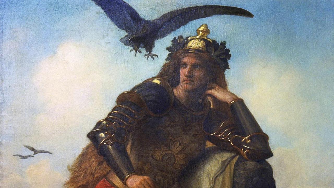 Gemälde aus dem Jahr 1873, von Hermann Wislicenus, mit der Darstellung der Germania auf der Wacht am Rhein. Gemälde aus dem Jahr 1873, von Hermann Wislicenus, mit der Darstellung der Germania auf der Wacht am Rhein.