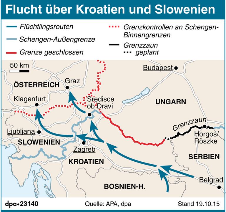Fluchtwege über den Balkan (Stand: 20.10.2015) Fluchtwege über den Balkan (Stand: 20.10.2015)
