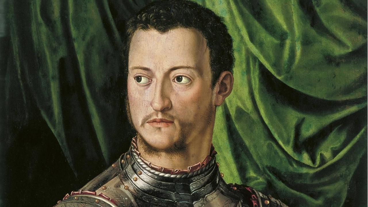 Der Großherzog der Toskana, Cosimo I. de' Medici (1519-1574) auf einem berühmten Gemälde von Bronzino Der Großherzog der Toskana, Cosimo I. de' Medici (1519-1574) auf einem berühmten Gemälde von Bronzino