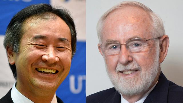 Die Physik-Nobelpreisträger 2015: Takaaki Kajita (l.) und Arthur B. McDonald