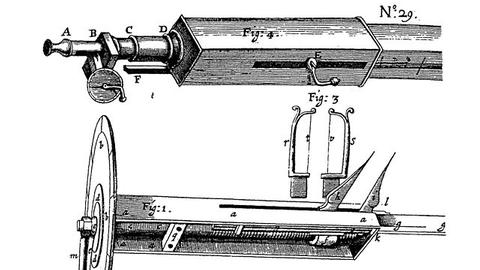 William Gascoignes Mikrometer in einer historischen Darstellung