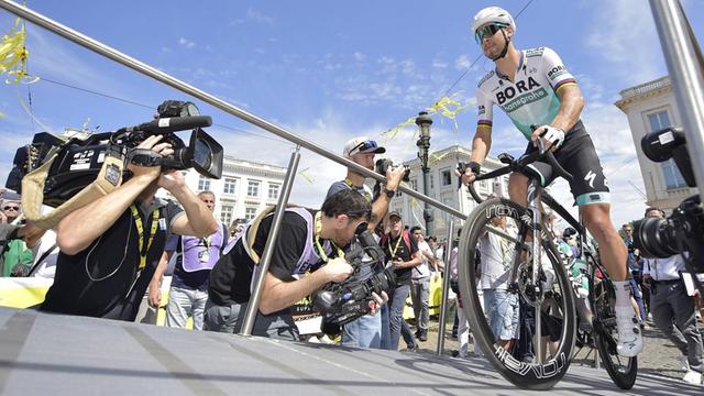 Das Foto zeigt den Slowaken Peter Sagan aus dem Team Bora-Hansgrohe in Brüssel beim Start zur 106. Tour de France.