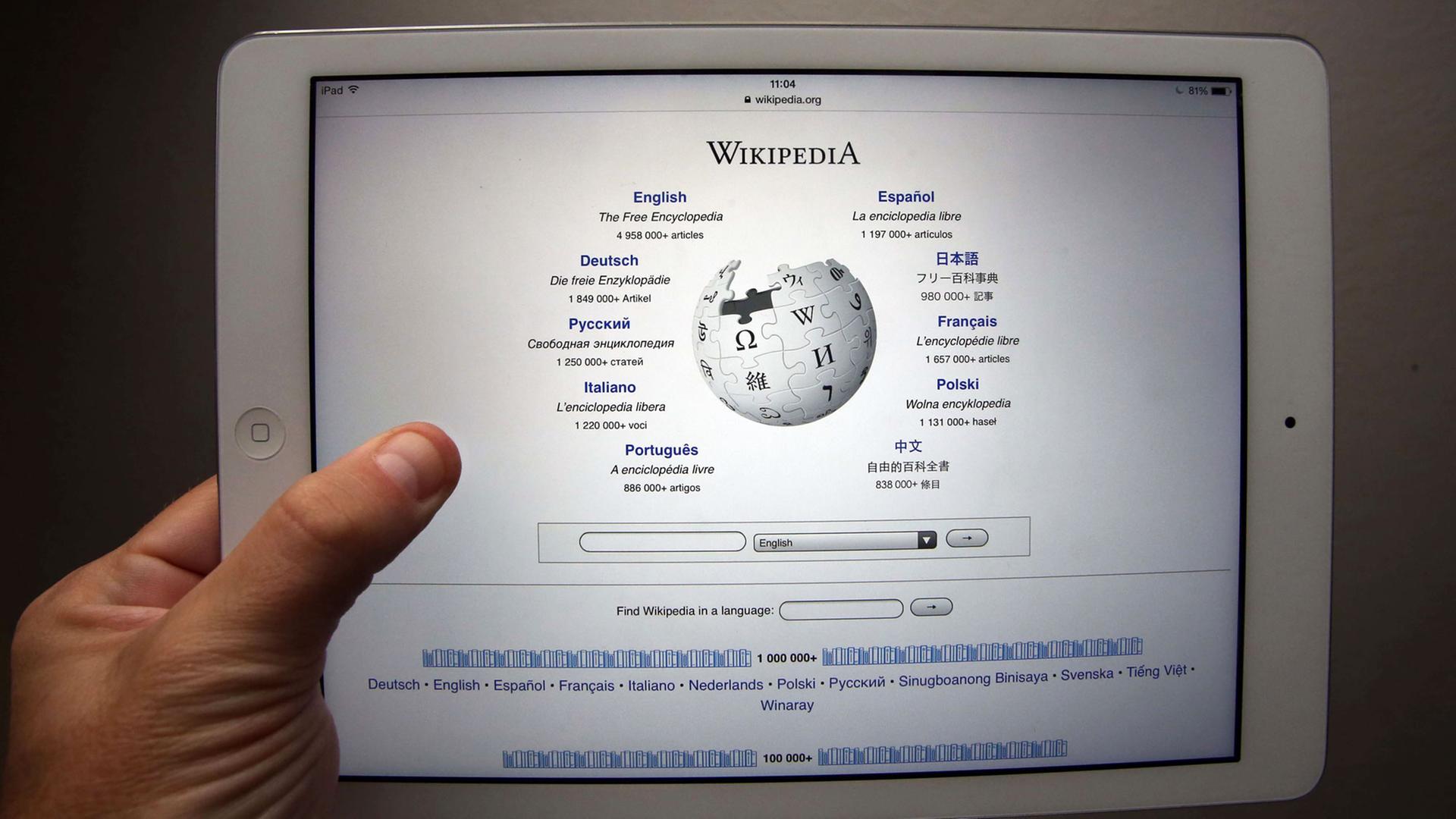 Wikipedia-Seite auf einem ipad Wikipedia-Seite auf einem ipad