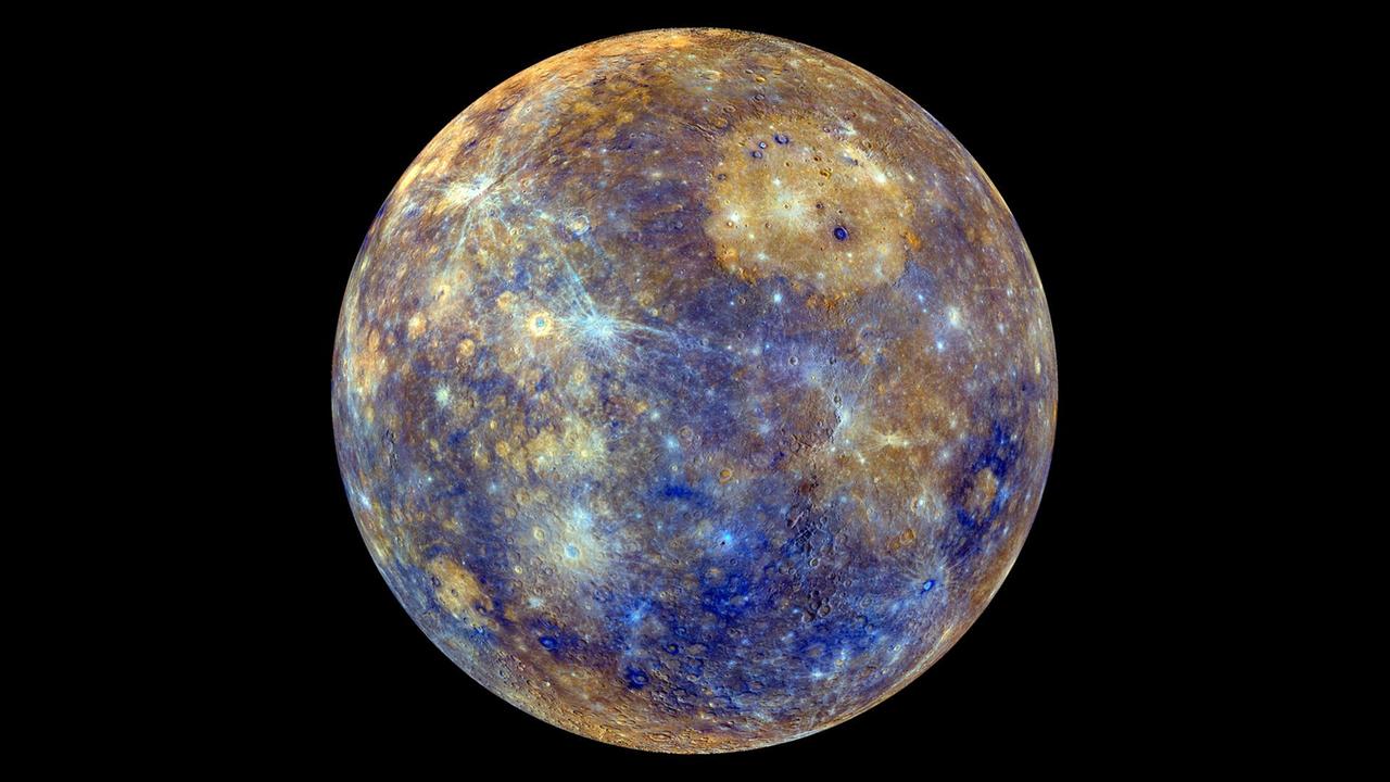 Falschfarbenaufnahme des innersten Planeten Merkur Falschfarbenaufnahme des innersten Planeten Merkur