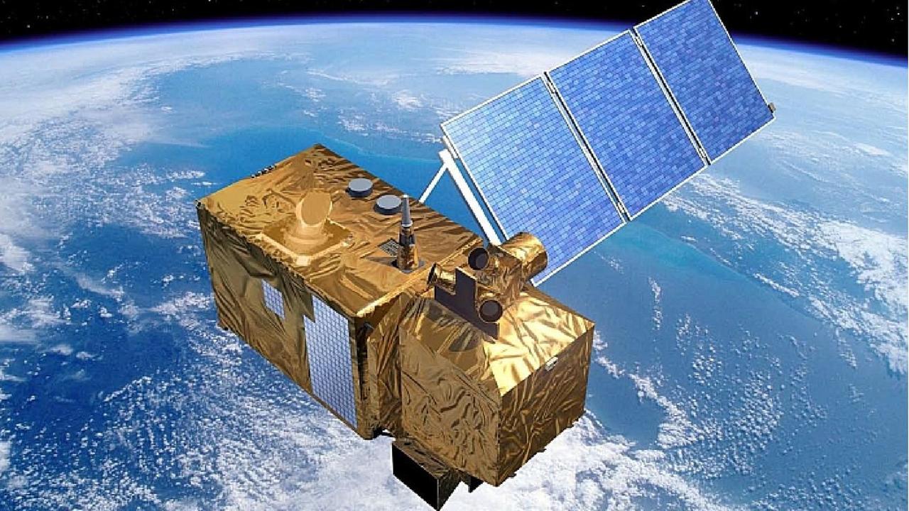 Ein Sentinel-2-Satellit in der Umlaufbahn (Animation) Ein Sentinel-2-Satellit in der Umlaufbahn (Animation)