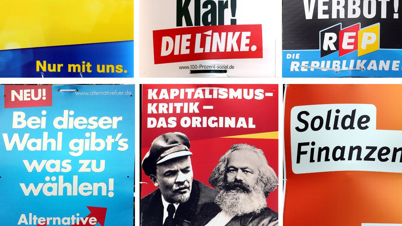 Die Extreme berühren sich – jedenfalls bei diesen Plakaten zur Bundestagswahl 2013. In guter Nachbarschaft sind AfD, Die Republikaner, Die Linke und die MLPD zu finden. Die Extreme berühren sich – jedenfalls bei diesen Plakaten zur Bundestagswahl 2013. In guter Nachbarschaft sind AfD, Die Republikaner, Die Linke und die MLPD zu finden.