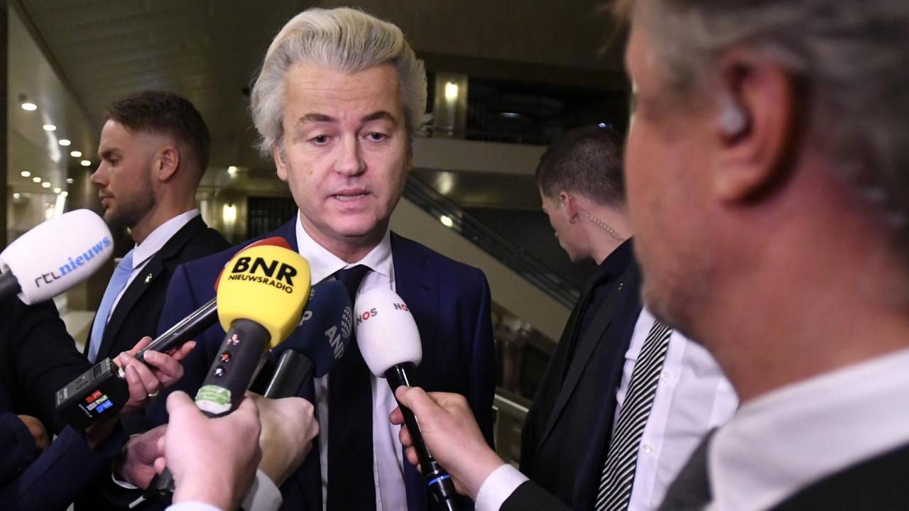Geert Wilders nach der Parlamentswahl am 16. März 2017 in Den Haag Geert Wilders nach der Parlamentswahl am 16. März 2017 in Den Haag
